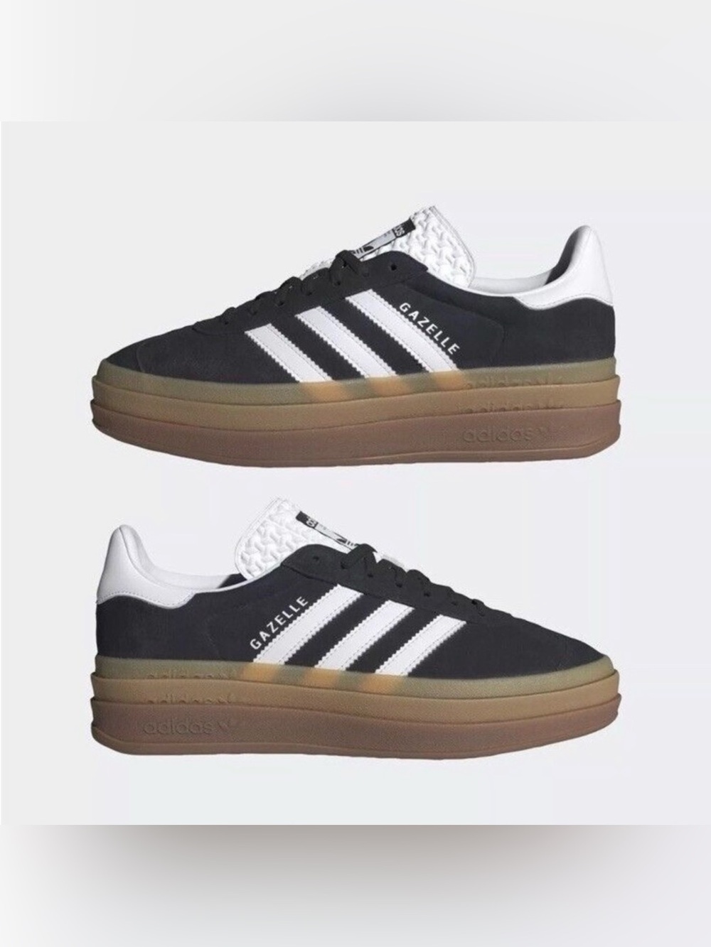Adidas Gazelle Bold Platform Sneakers Women’s Size 9 Black White Gum Sole NWT - Picture 3 of 5